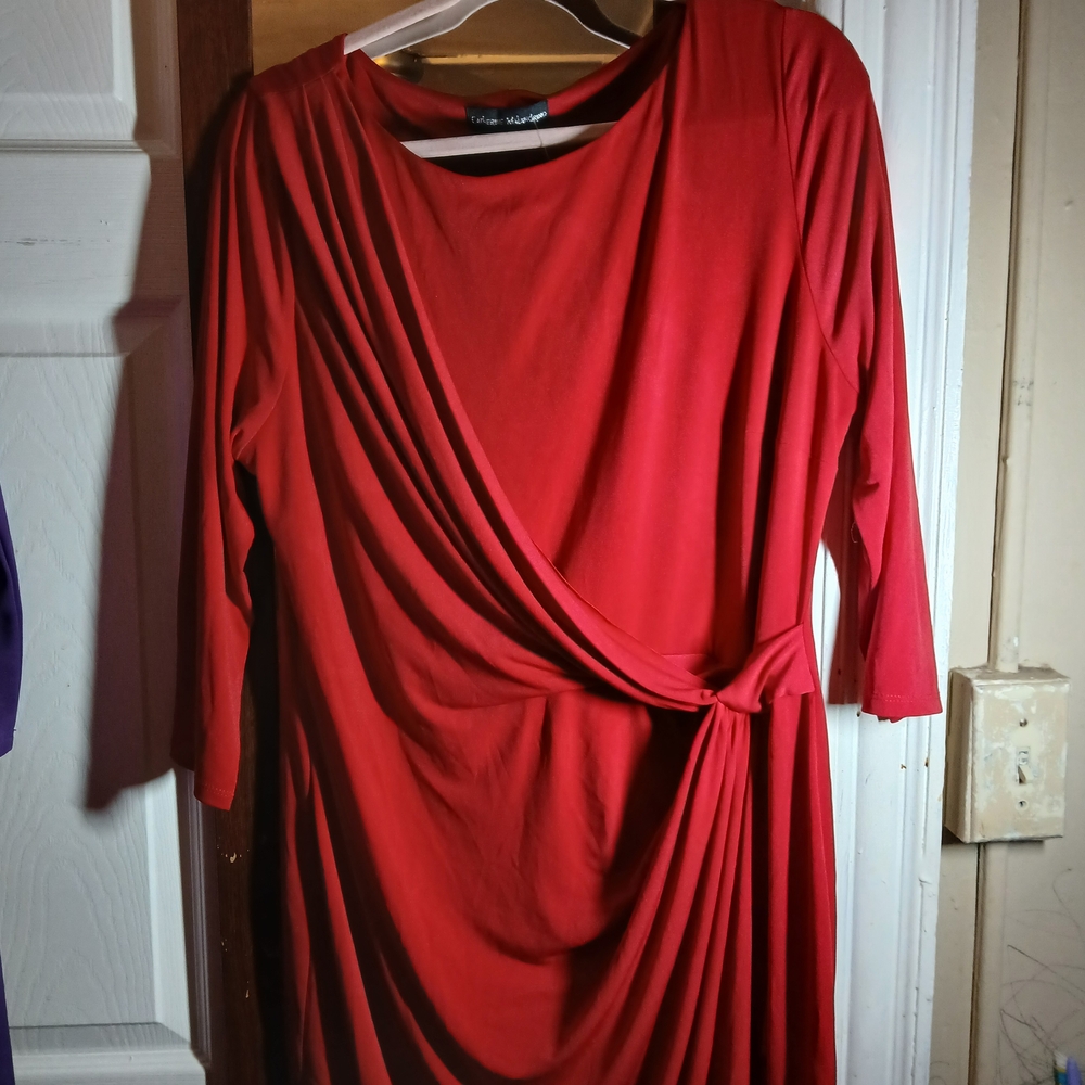 Vince Camuto Red Long Sleeve Dress